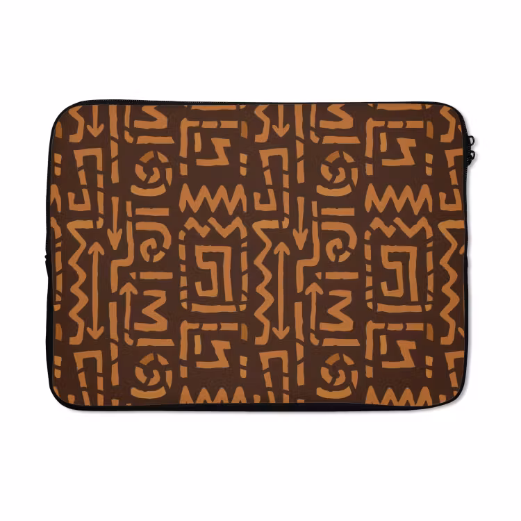 Laptophoes - Chocoladebruin - Etnisch - Tribaal - Symbolen — 5
