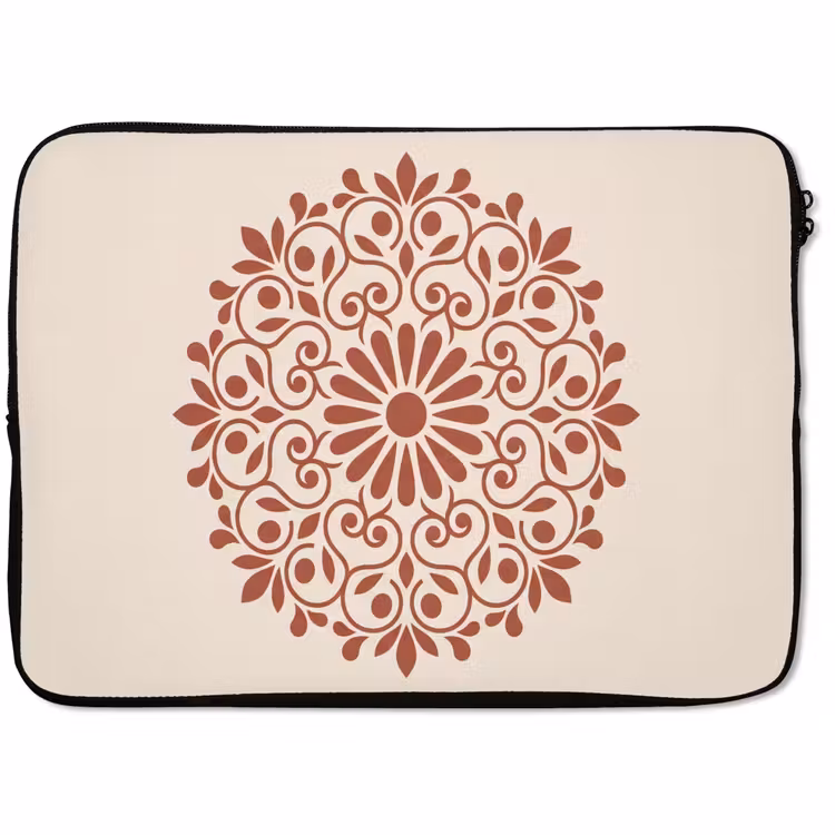 Laptophoes - Decoratie - Cirkel - Symmetrisch - Modern - Roodbruin — 1