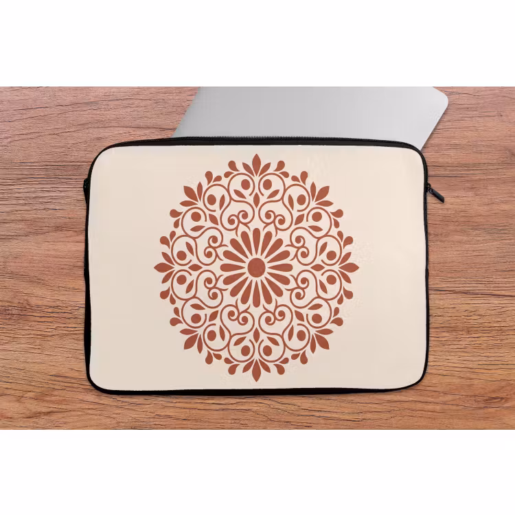 Laptophoes - Decoratie - Cirkel - Symmetrisch - Modern - Roodbruin — 2