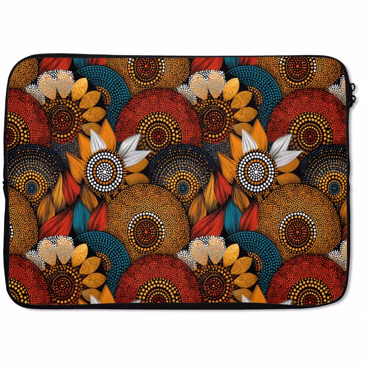 Laptophoes - Kleurrijk - Aboriginal - Dot Painting - Botanisch - Patroon — 1