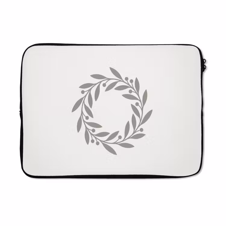 Laptophoes - Krans - Bladeren - Natuur - Minimalistisch - Grijs — 5