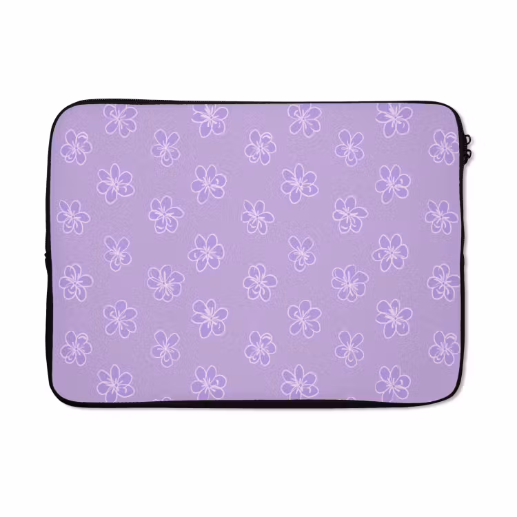 Laptophoes - Lila - Botanisch - Bloemen - Handgetekend - Patroon — 5