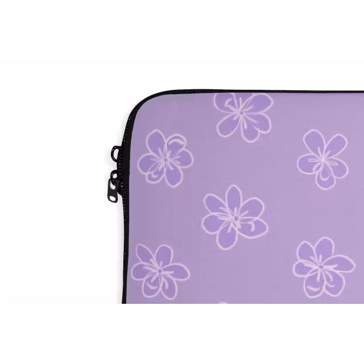 Laptophoes - Lila - Botanisch - Bloemen - Handgetekend - Patroon — 6