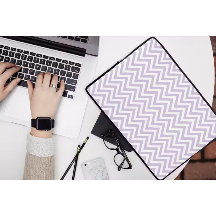 Laptophoes - Lila - Geometrisch - Chevron - Zigzag - Patroon — 3