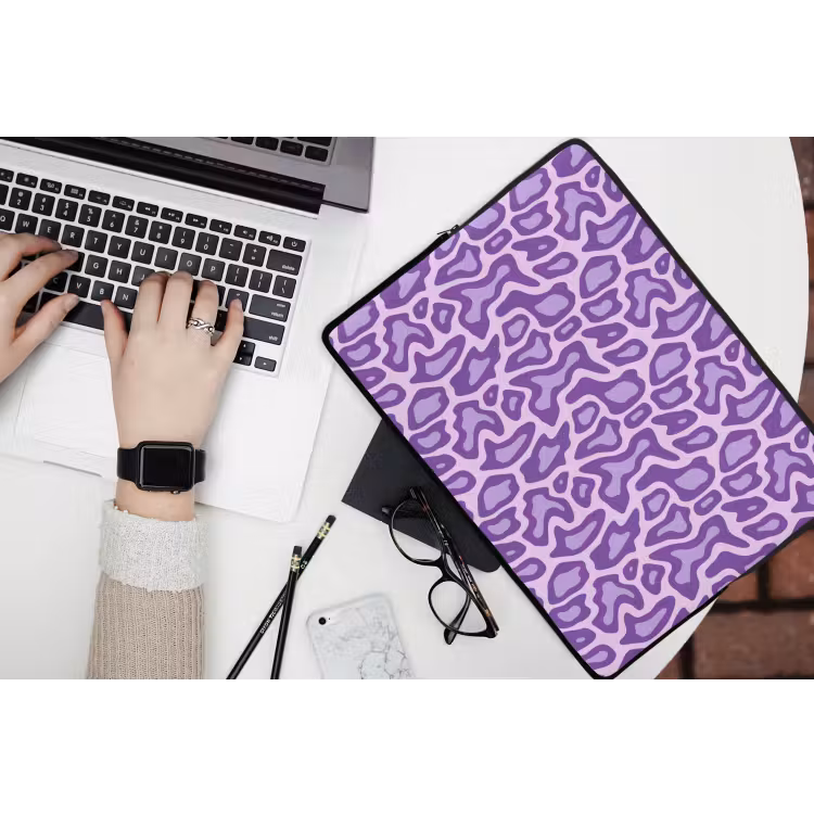 Laptophoes - Paars - Abstract - Luipaard - Vlekken - Groovy - Patroon — 3