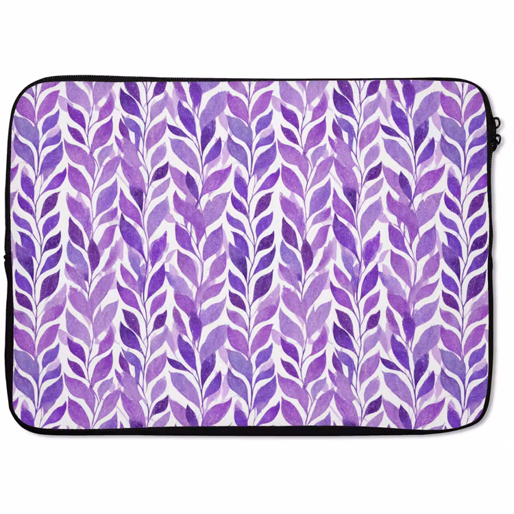 Laptophoes - Paars - Botanisch - Bladeren - Aquarel - Takken - Patroon — 1