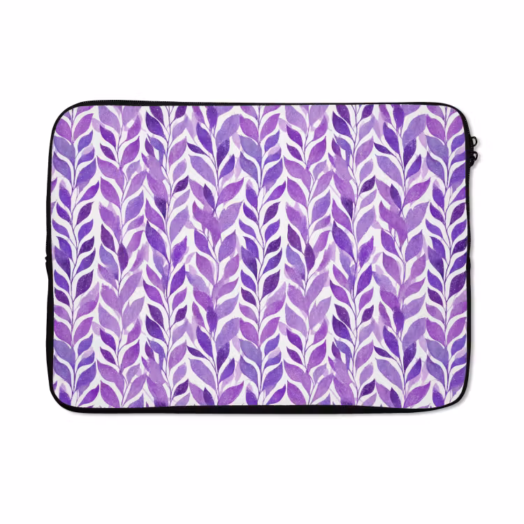 Laptophoes - Paars - Botanisch - Bladeren - Aquarel - Takken - Patroon — 5