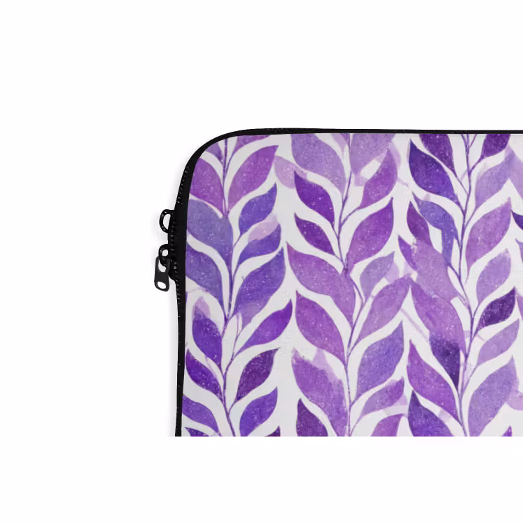 Laptophoes - Paars - Botanisch - Bladeren - Aquarel - Takken - Patroon — 6