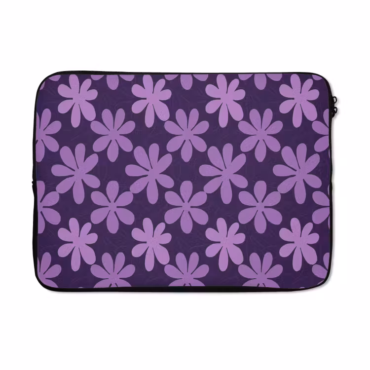 Laptophoes - Paars - Botanisch - Bloemen - Retro - Patroon — 5