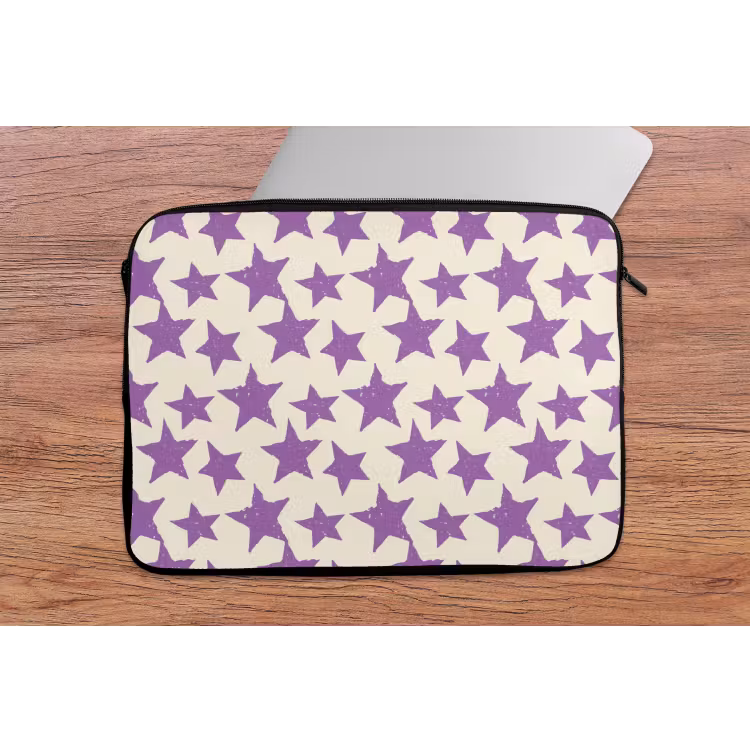 Laptophoes - Paars - Geometrisch - Sterren - Stempel - Patroon — 2