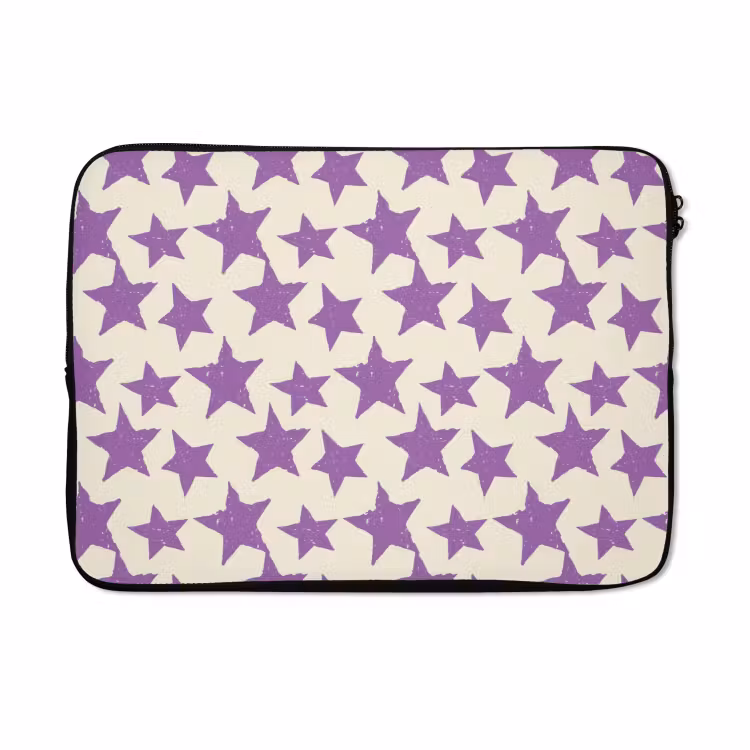 Laptophoes - Paars - Geometrisch - Sterren - Stempel - Patroon — 5