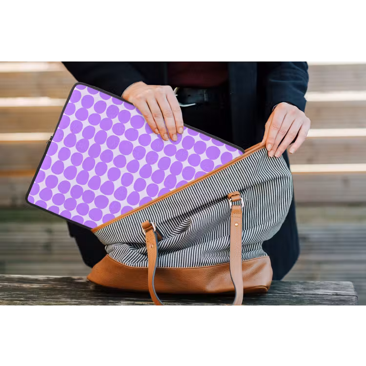 Laptophoes - Paars - Geometrisch - Stippen - Polka Dot - Patroon — 4