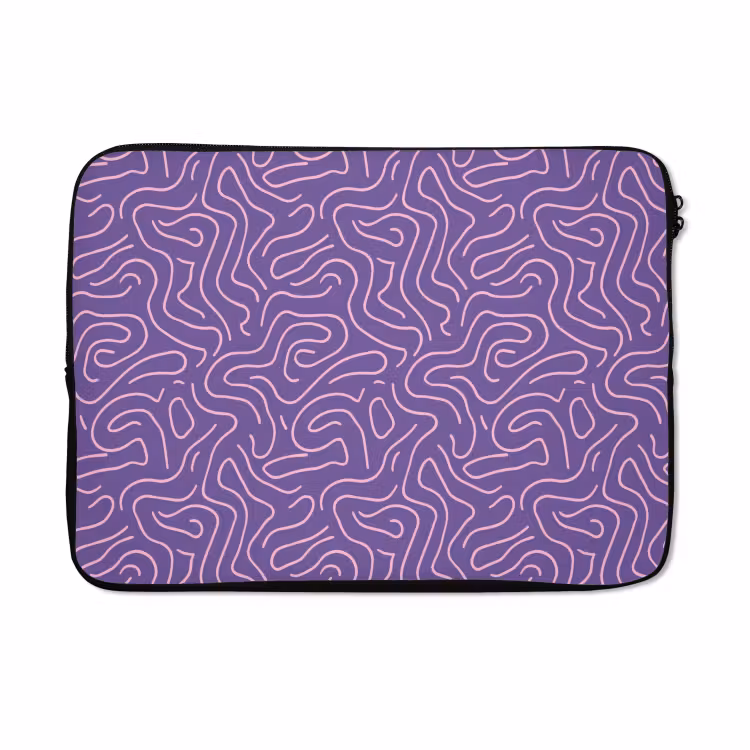 Laptophoes - Paars - Roze - Abstract - Lijnen - Doolhof - Patroon — 5