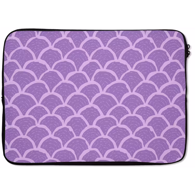 Laptophoes - Paars - Schubber - Schelpen - Handgetekend - Patroon — 1