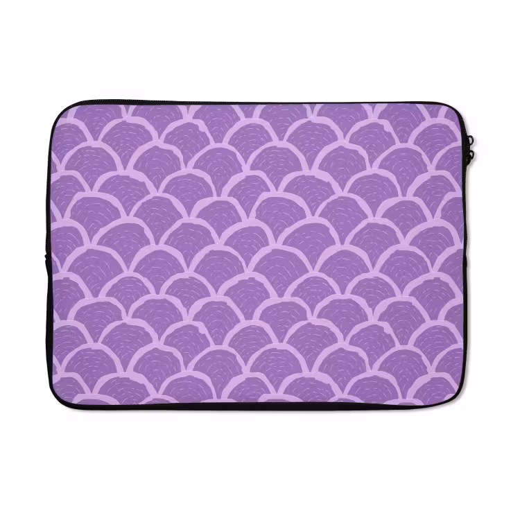 Laptophoes - Paars - Schubber - Schelpen - Handgetekend - Patroon — 5
