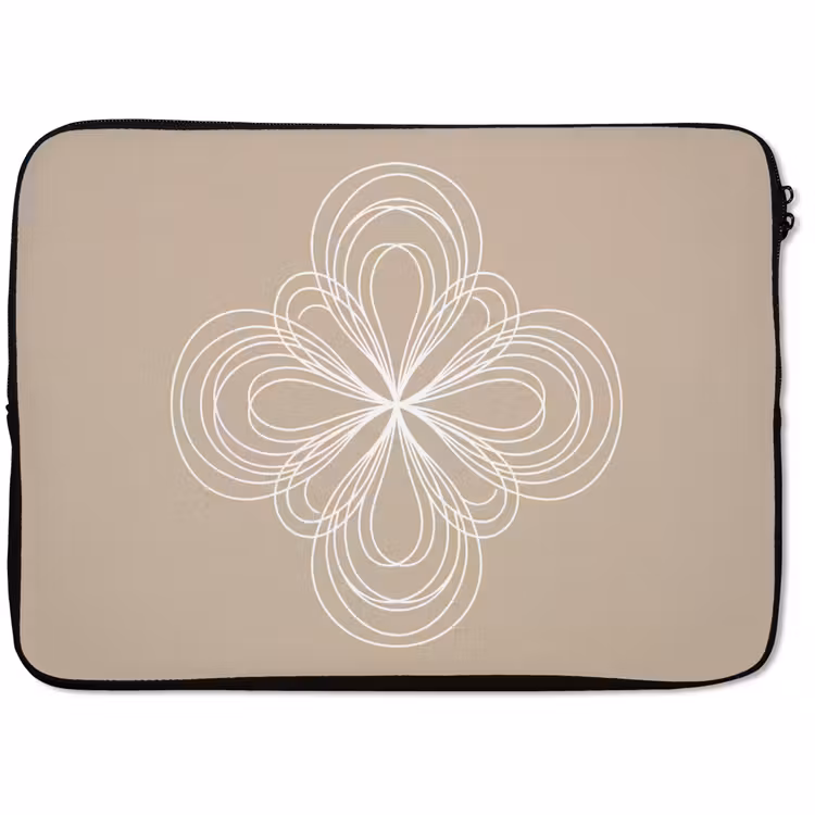 Laptophoes - Patroon - Lijnen - Abstract - Minimalistisch - Beige — 1