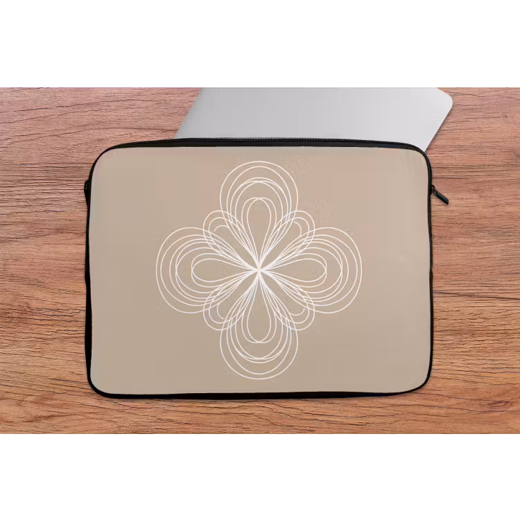 Laptophoes - Patroon - Lijnen - Abstract - Minimalistisch - Beige — 2