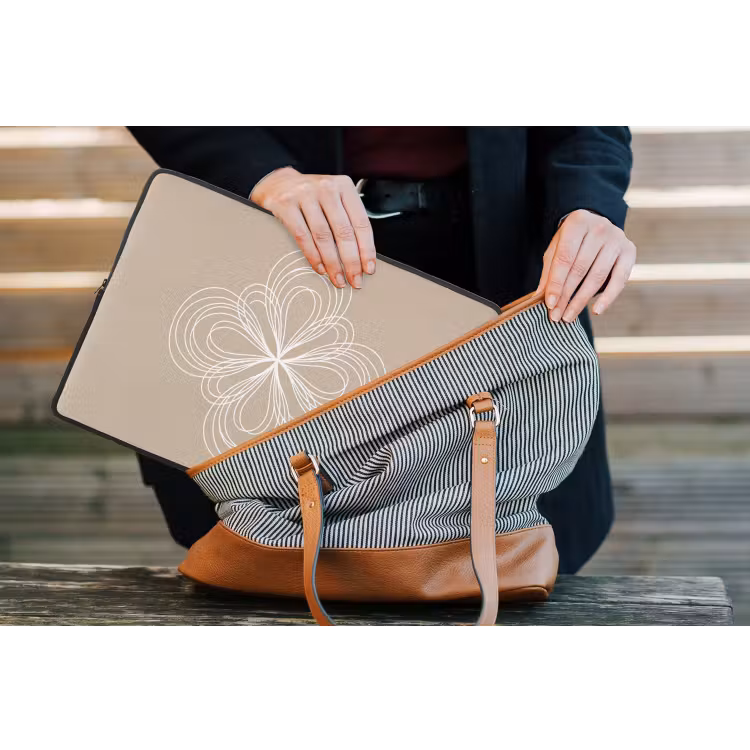 Laptophoes - Patroon - Lijnen - Abstract - Minimalistisch - Beige — 4