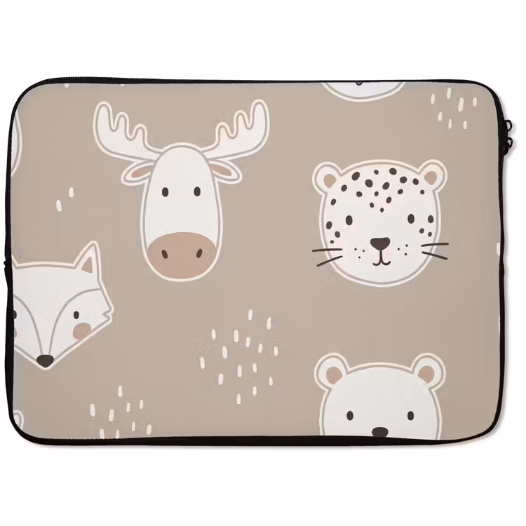 Laptophoes - Dieren - Patroon - Illustratie - Modern - Beige — 1