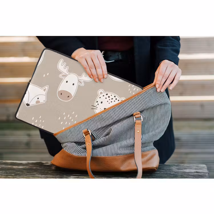Laptophoes - Dieren - Patroon - Illustratie - Modern - Beige — 4