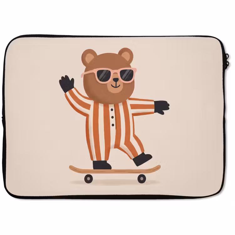 Laptophoes - Dieren - Skateboard - Spel - Cartoon - Roze — 1