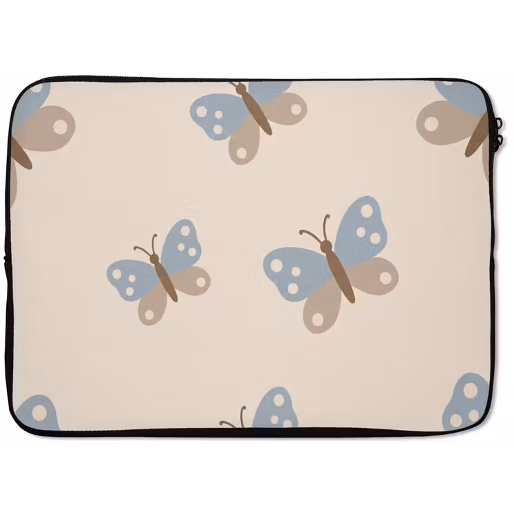 Laptophoes - Insect - Vlinderpatroon - Abstract - Blauw - Beige — 1