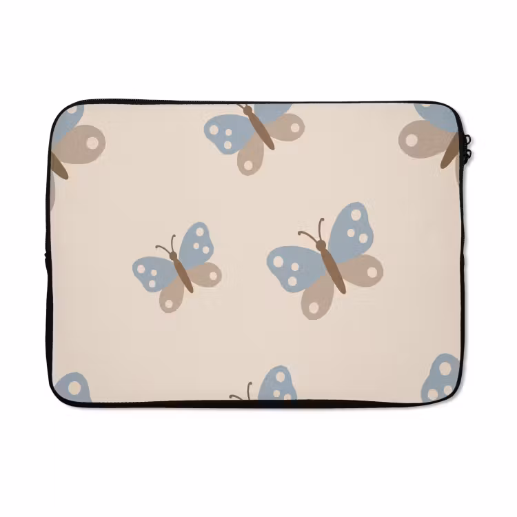 Laptophoes - Insect - Vlinderpatroon - Abstract - Blauw - Beige — 5