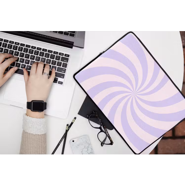 Laptophoes - Patroon - Spiraal - Abstract - Modern - Paars-Roze — 3