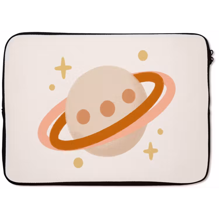 Laptophoes - Planeet - Ringen - Ruimte - Illustratie - Beige — 1