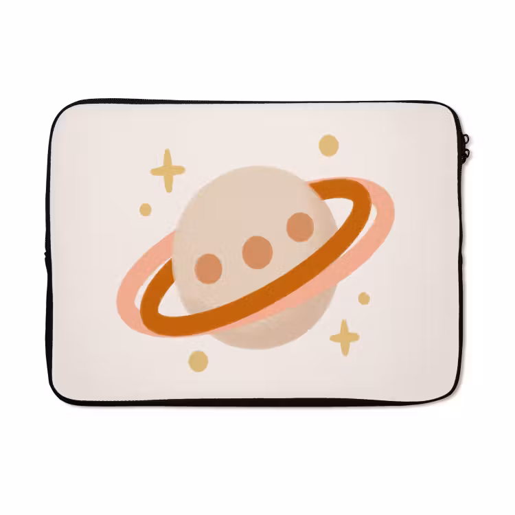 Laptophoes - Planeet - Ringen - Ruimte - Illustratie - Beige — 5