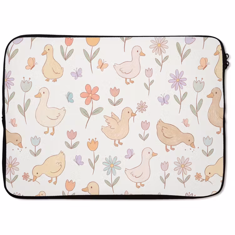 Laptophoes - Vogel - Bloemen - Patroon - Pastel - Dieren — 1