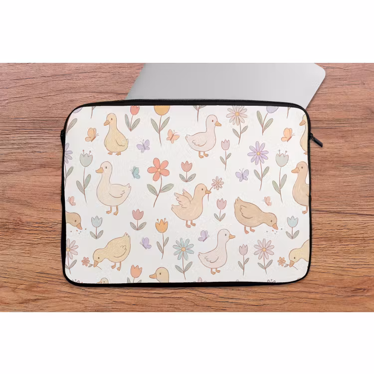 Laptophoes - Vogel - Bloemen - Patroon - Pastel - Dieren — 2