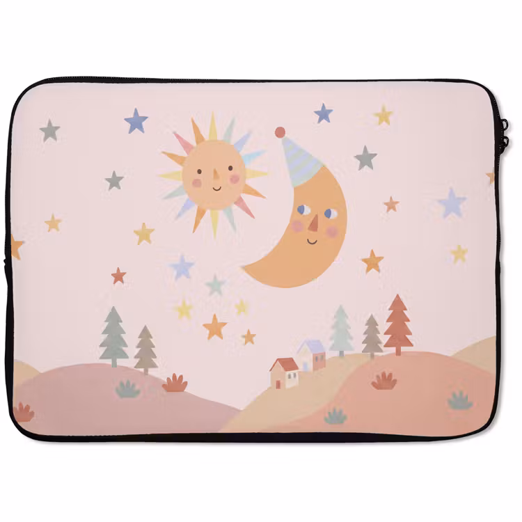 Laptophoes - Zon - Maan - Sterren - Kinderkamer - Pastel — 1