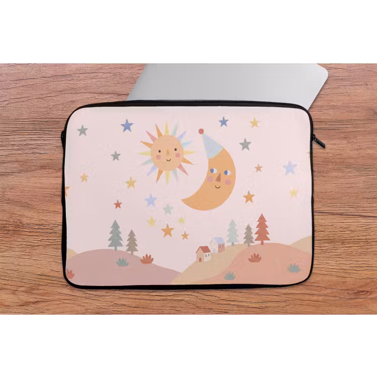 Laptophoes - Zon - Maan - Sterren - Kinderkamer - Pastel — 2