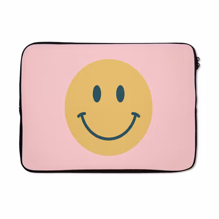 Laptophoes - Smiley - Geel - Roze - Symbool - Minimalistisch — 5