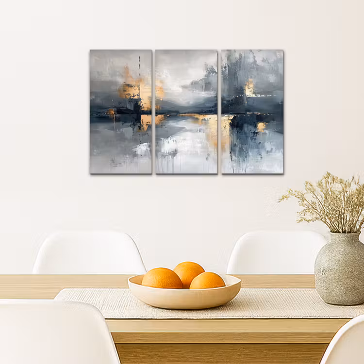 Meerluik schilderij - 3 luiken - Abstract - Grijs - Goud - Modern — 5
