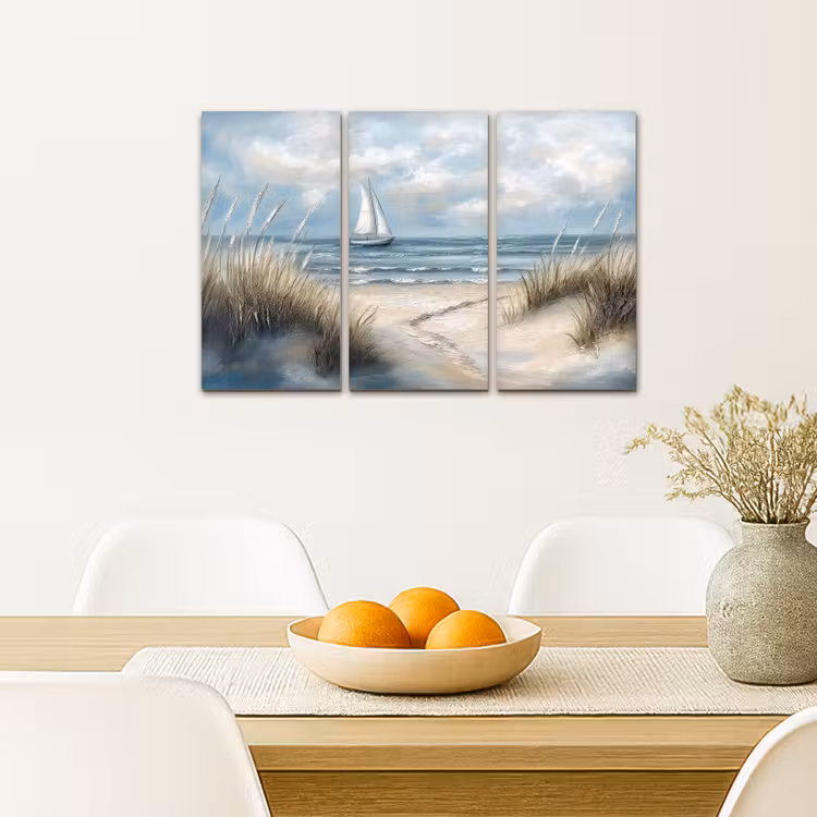 Meerluik schilderij - 3 luiken - Strand - Verf - Natuur - Boot — 5
