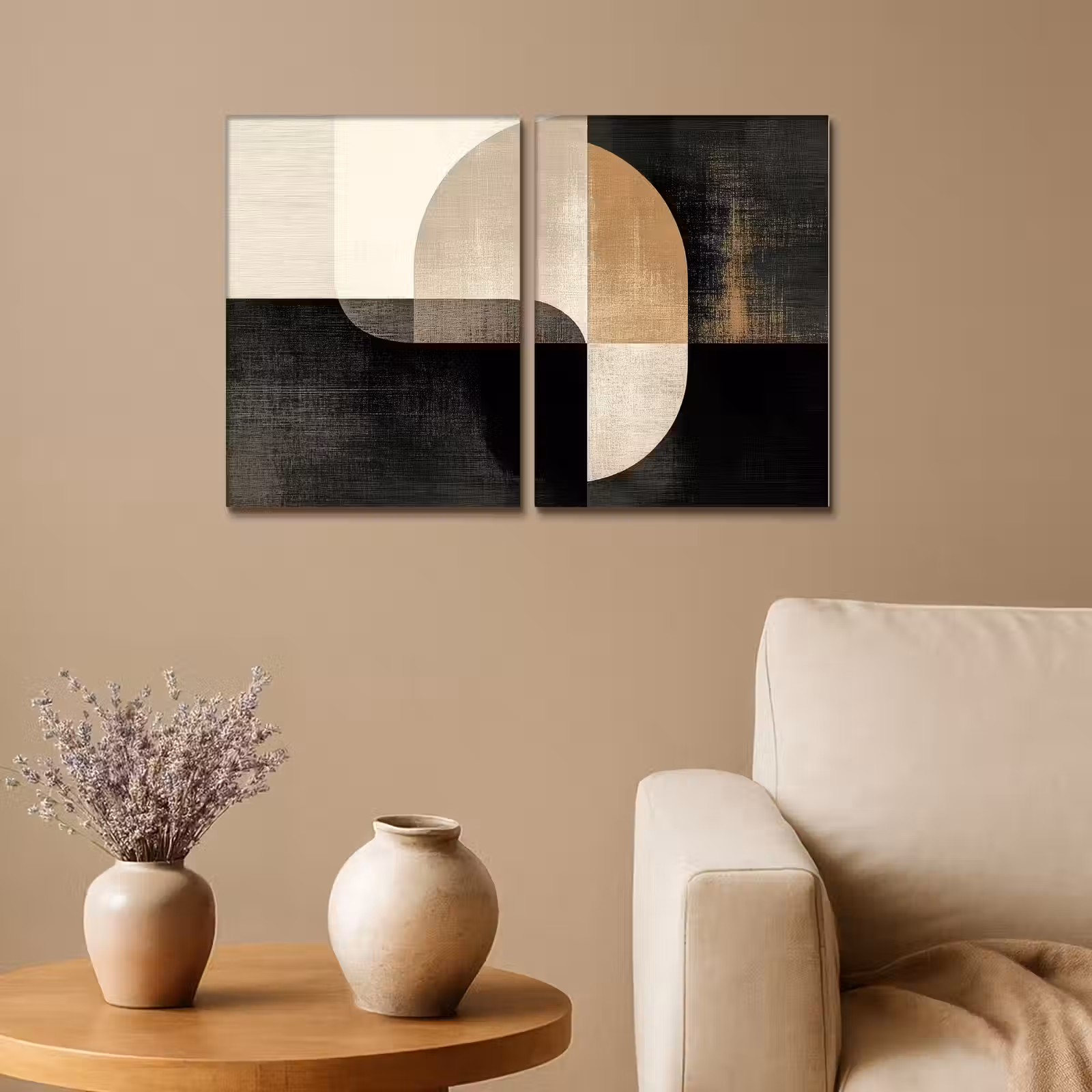 Meerluik schilderij - 2 luiken - Vormen - Abstract - Goud — 1