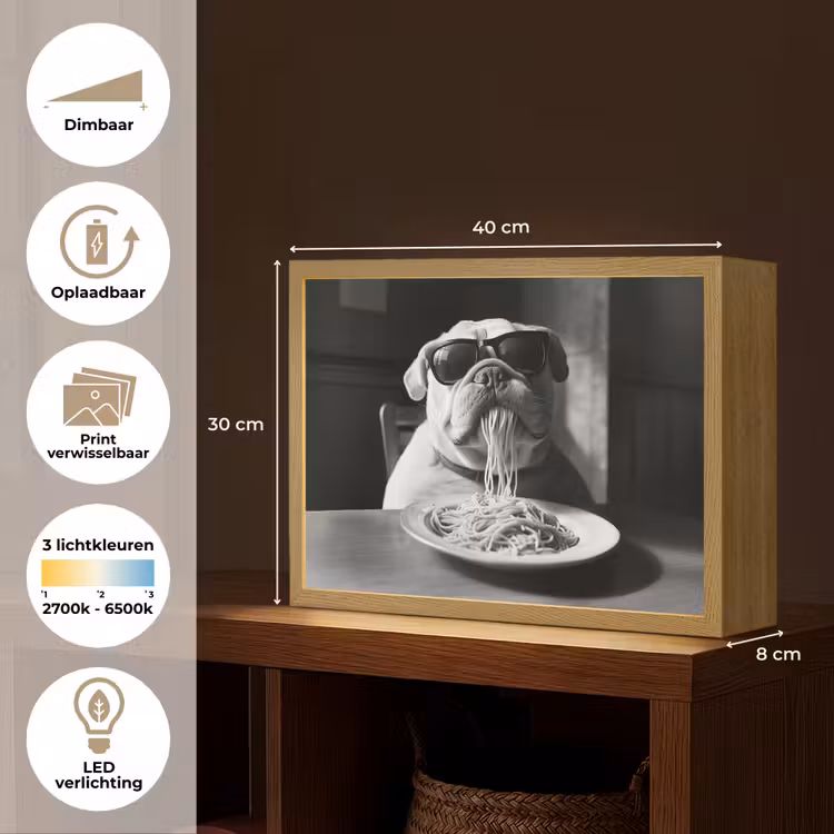 Lightbox - Wandlamp - Hond - Bulldog - Pasta - Bril - Stoer - Dieren — 10