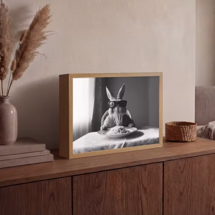 Lightbox - Wandlamp - Konijn - Bunny - Zonnebril - Tafelkleed - Pasta - Schattig — 4