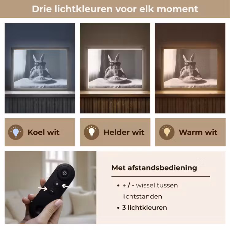Lightbox - Wandlamp - Konijn - Bunny - Zonnebril - Tafelkleed - Pasta - Schattig — 8