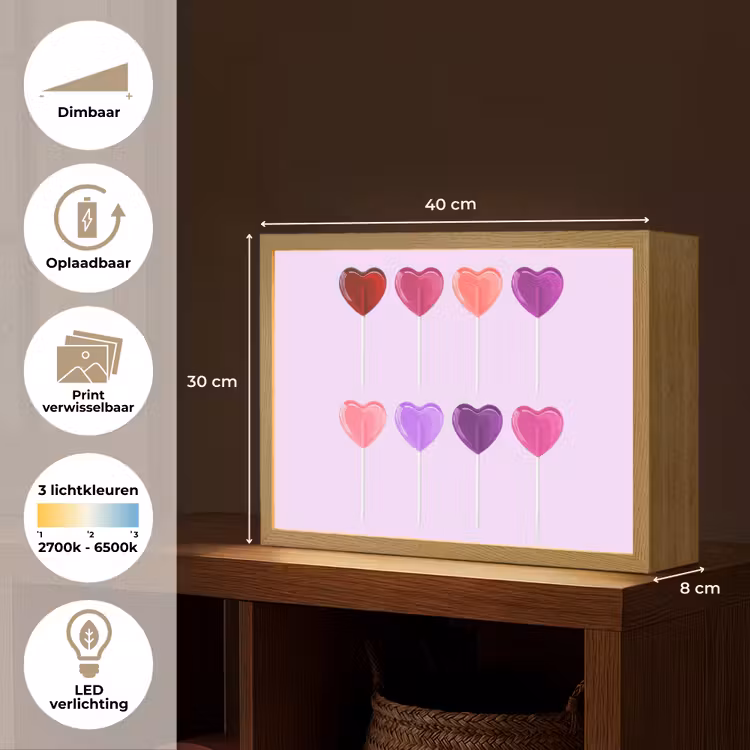 Lightbox - Wandlamp - Lolly - Hart - Roze - Snoep — 10