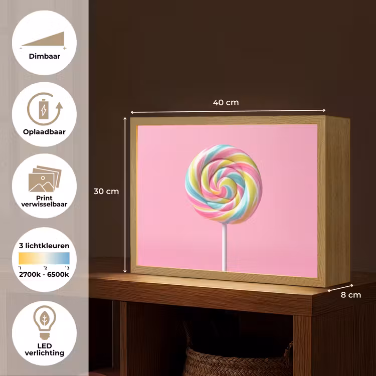 Lightbox - Wandlamp - Lolly - Roze - Snoep - Zoet — 10