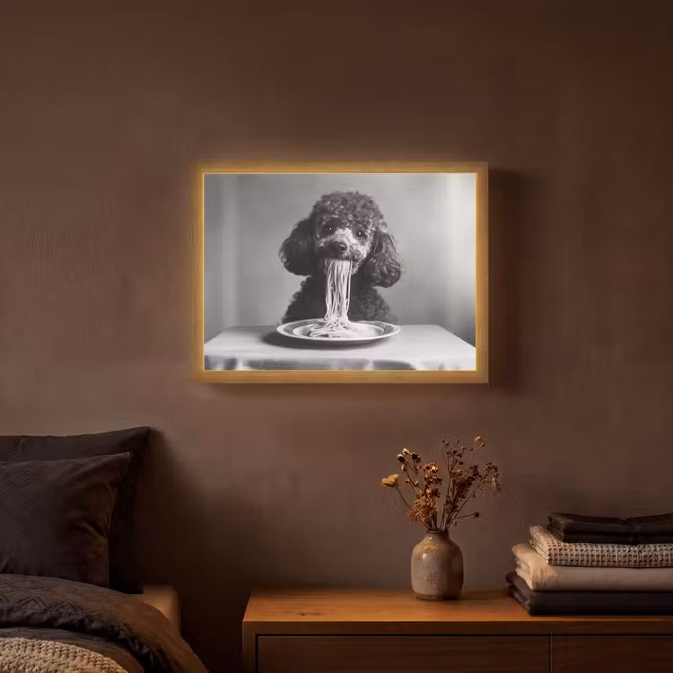 Lightbox - Wandlamp - Poedel - Hond - Zwart - Wit - Schattig - Pasta — 3