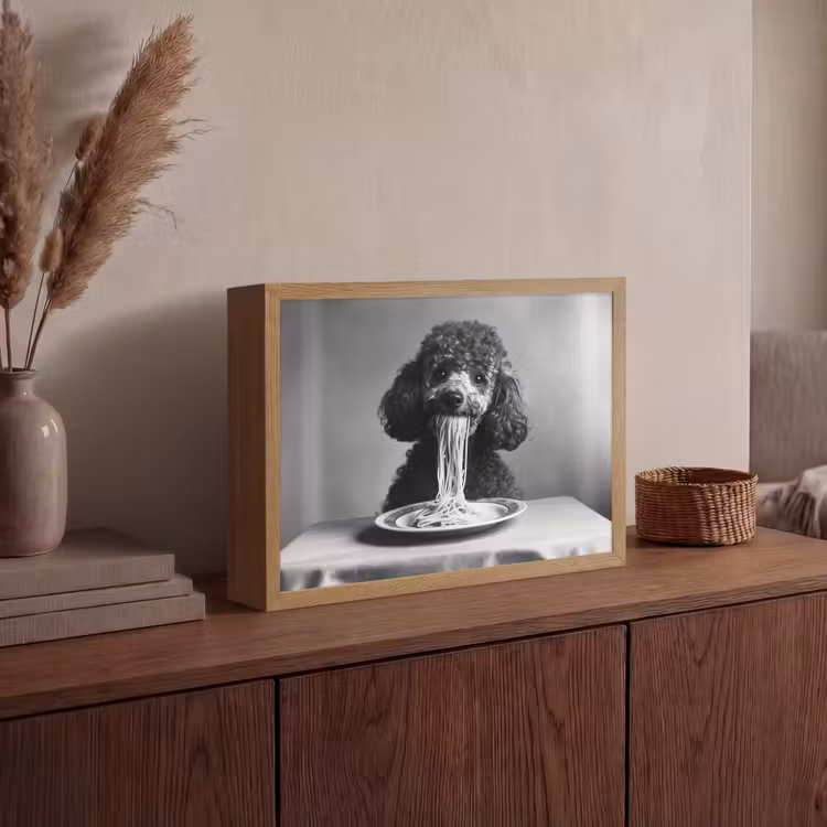 Lightbox - Wandlamp - Poedel - Hond - Zwart - Wit - Schattig - Pasta — 4