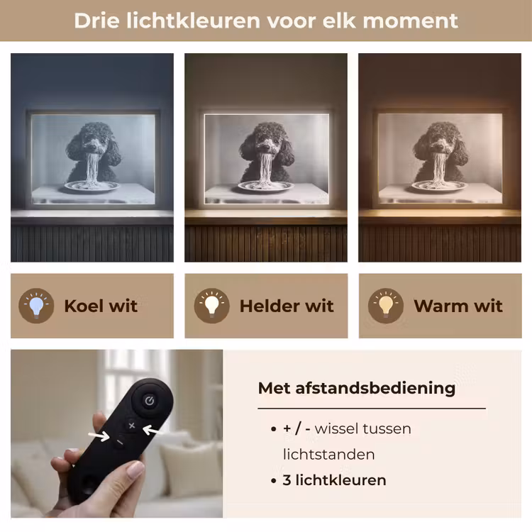 Lightbox - Wandlamp - Poedel - Hond - Zwart - Wit - Schattig - Pasta — 8
