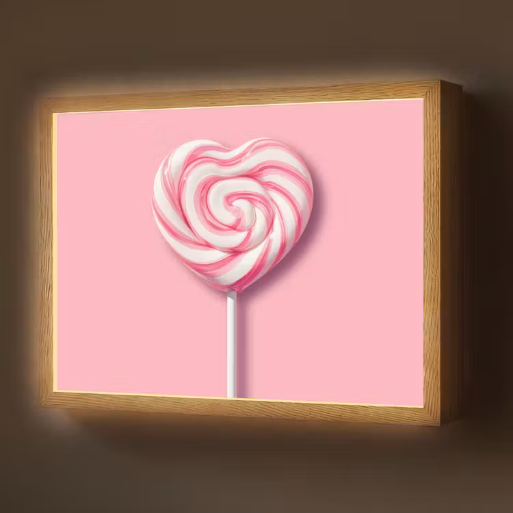 Lightbox - Wandlamp - Snoep - Lolly - Hart- Roze — 1