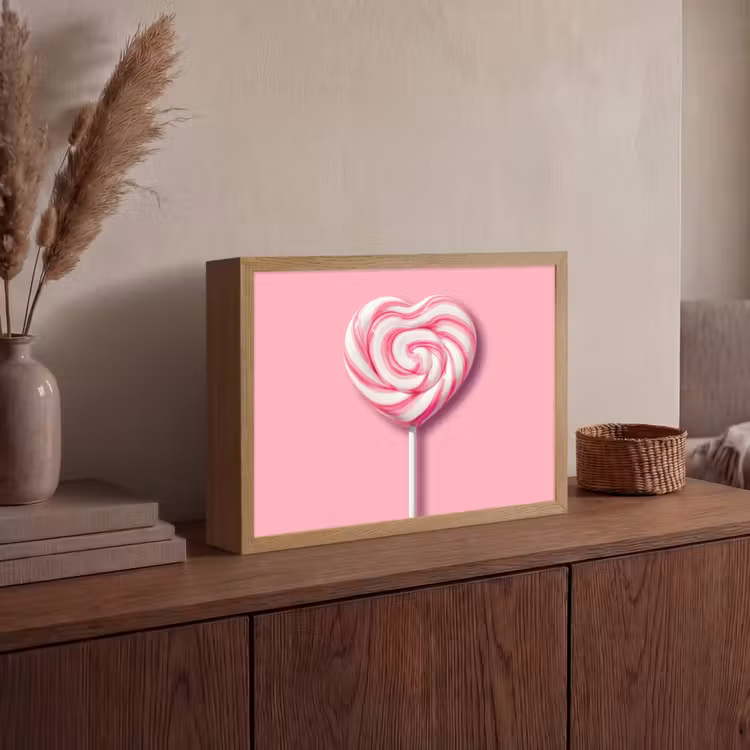 Lightbox - Wandlamp - Snoep - Lolly - Hart- Roze — 4