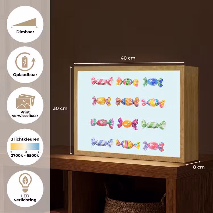 Lightbox - Wandlamp - Snoepjes - Realistisch - Kleurrijk — 10