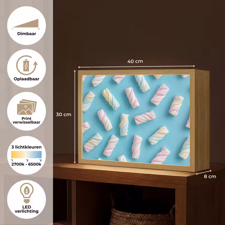 Lightbox - Wandlamp - Spekjes - Pastel - Snoep - Blauw — 10